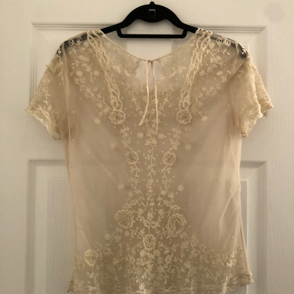 Anthropologie Lace Embroidered Top in Cream - Picture 5 of 7
